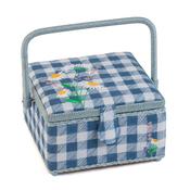 Medium Square Sewing Box - Embroidered Wild Floral Plaid image