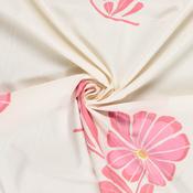 Cotton Poplin w/Large Pink Floral Splash on Ivory - Per ½ Metre image