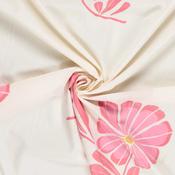 Cotton Poplin w/Large Pink Floral Splash on Ivory - Per ½ Metre image
