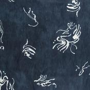 Italian Viscose Satin on Navy w/White Fossil Pattern - Per ½ Metre image