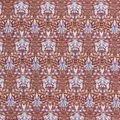 100% Cotton Lawn Blue &amp; Gold Florals on Brown - Per ½ Metre image
