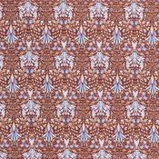 100% Cotton Lawn Blue &amp; Gold Florals on Brown - Per ½ Metre image