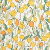 100% Cotton Lawn Yellow Tulips on Ivory - Per ½ Metre image