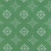Snowbound: White Snowflakes on Green - 100% Cotton