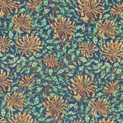 100% Cotton Lawn: Yellow Honeysuckle on Navy - Per ½ Metre image