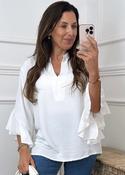 Ayda Vanilla Ruffle Sleeve Top