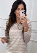 Tiara Cream Patterned Mesh Top