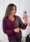 Erin Wine V-Neck Leopard Top image