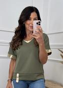 Josephine Khaki Golden Trim Top