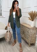 Clara Khaki Knit Cardigan