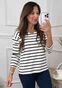 Raya Navy Striped V Neck Top image