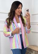 Brielle Blue Tribal Stripe Kimono Jacket