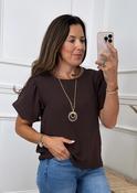 Shelly Brown Balloon Sleeve Top with Necklace image