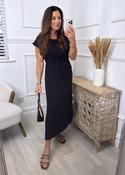 Sienna Black Crochet Detail Midi Dress image