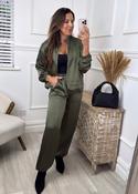Trina Khaki Satin Zip Bomber image