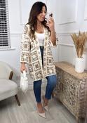 Terri Brown Crochet Knit Longline Cardi