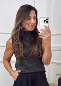 Carina Black High Neck Sleeveless Top image