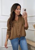 Mary Louise Camel Button Hooded Cardigan