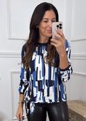 Isabella Navy Blue Patterned Blouse