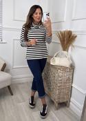 Saskia Black Striped Roll Neck Top image