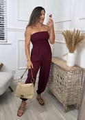 Darragh Wine Bandeaux Jumpsuit with Cuff Leg image