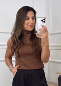 Carina Brown High Neck Sleeveless Top image