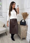 PRE ORDER: Kelsey Dark Brown Pleather Skirt image