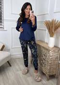 Bristol Navy Paisley Print Velour Pajama