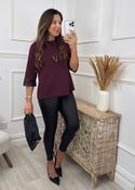 Lillian Wine Pleather Cuff Top with Necklace image