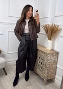 Alayne Black Belted PU Leather Pants image