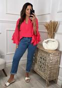 Ayda Coral Ruffle Sleeve Top