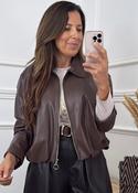 Pre Order : Indy Brown PU Leather Jacket image
