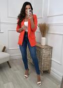 Merrill Orange Gathered Sleeve Blazer