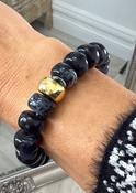 Liana Marbled Black Beads Stretch Bracelet image