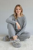 Maritta Grey Winter Fur Slippers
