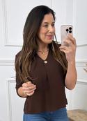 Marygold Brown Button Detail Top image