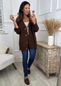 Blair Brown Bubble Sleeve Cardigan