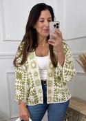Avril Green Crochet Knit Cardigan