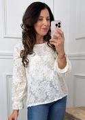 Stef Cream Floral Eyelash Texture Top