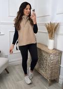 Clodagh Beige Sleeveless Teddy Hoodie