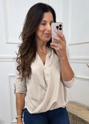 Darcy Beige Wrap Blouse