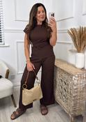 Madrid Brown Ruched Gold Tie Set