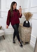 Stacy Wine Sequin Sleeve Top image