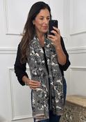 Arden White Pattern Black Scarf