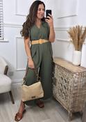 Athena Khaki Frill Sleeve Belted Jumpsuit image