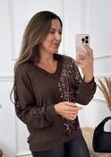 Erin Brown V-Neck Leopard Top image