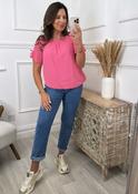 Eimear Pink Ruffle Neck Blouse