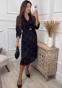 Sofia Black Floral Belted Dress