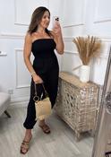 🖤Pre Order🖤 Darragh Black Bandeaux Jumpsuit with Cuff Leg image