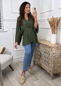 Marissa Khaki Cape Sleeve Blouse
